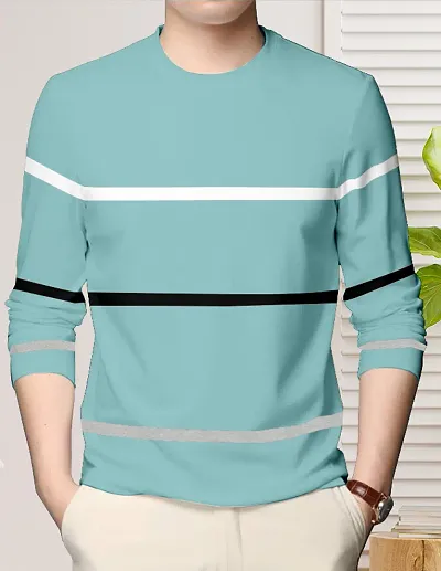 Reliable Blend Colourblocked Round Neck Tees For Men