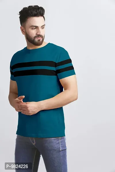 AUSK Men's Regular Round Neck Half Sleeves T-Shirts (Color:Tea & Black-Size:XX-Large)-thumb4
