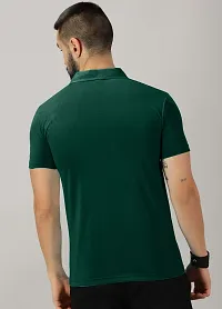 Stylish Green Cotton Blend Printed Polos For Men-thumb1