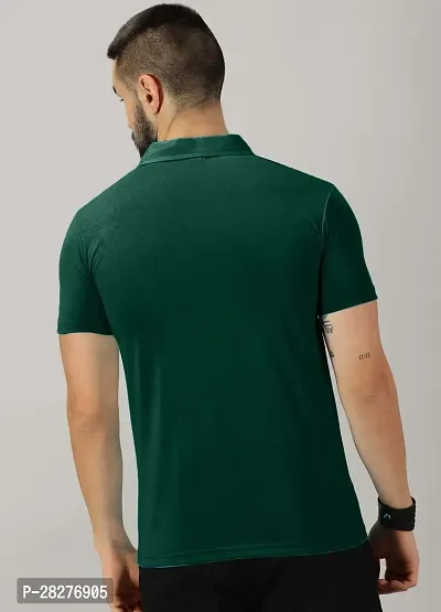 Stylish Green Cotton Blend Printed Polos For Men-thumb2