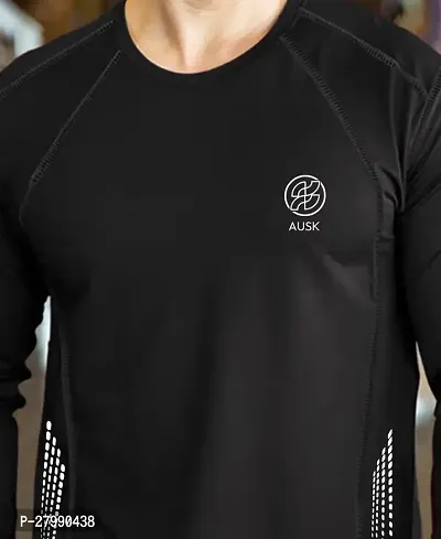 Stylish Black Polyester Full Sleeve T-Shirt For Men-thumb3