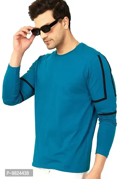 GESPO Regular Fit Full Sleeves Men's T-Shirts(Teal-XX-Large)