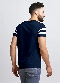 AUSK Men's Regular Round Neck Half Sleeves T-Shirts (Color:Navy Blue & White-Size:Large)-thumb2