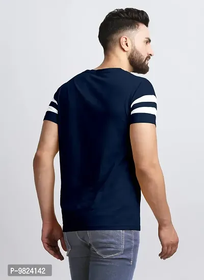 AUSK Men's Regular Round Neck Half Sleeves T-Shirts (Color:Navy Blue & White-Size:Large)-thumb3