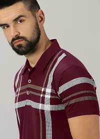 Stylish Cotton Blend Maroon Printed Polos Short Sleeves For Men-thumb1