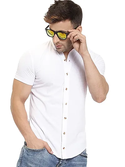 Men's Solid Short Sleeves Regular Fit Casual Shirt