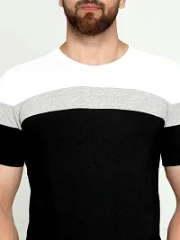 AUSK Men's Cotton Half Sleeve Round Neck Color Block Tshirt (Black-White-Grey, X- Large)-thumb4