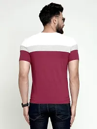 AUSK Men's Cotton Half Sleeve Round Neck Striped Tshirt (Medium, Maroon)-thumb3