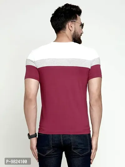 AUSK Men's Cotton Half Sleeve Round Neck Striped Tshirt (Medium, Maroon)-thumb4