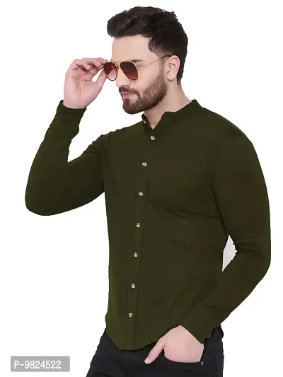 GESPO Men's Long Sleeves Shirts(Olive-Medium)