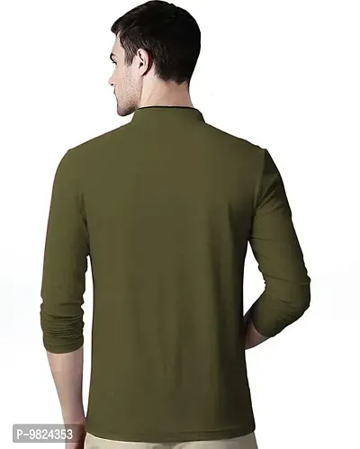 AUSK Men's Henley Neck Full Sleeves Regular Fit Cotton T-Shirts (Color-Green_Size-L)-thumb2