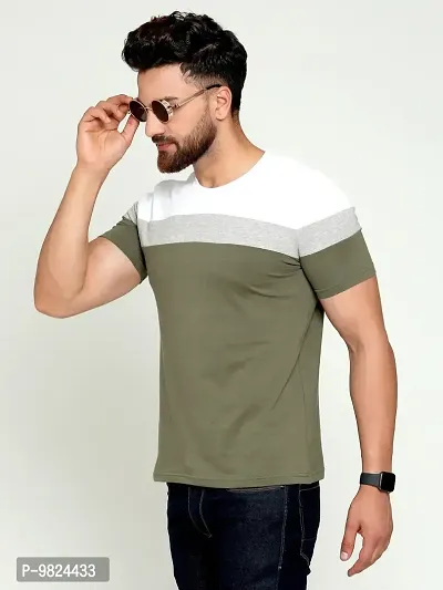 AUSK Men's Regular Fit T-Shirt (Olive-X-Large)-thumb2