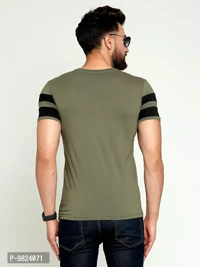 AUSK Men's Cotton Half Sleeve Round Neck Striped Tshirt (Medium, Green)-thumb4