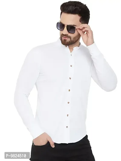 GESPO Men's Full Sleeves Shirts(White-X-Large)