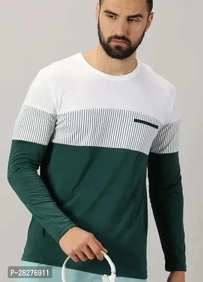 Stylish Green Cotton Blend Printed Tees For Men