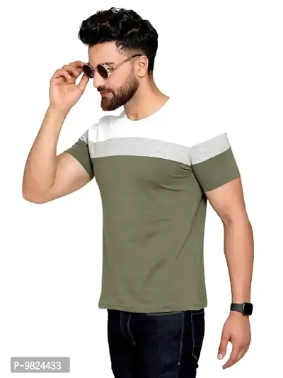 AUSK Men's Regular Fit T-Shirt (Olive-X-Large)