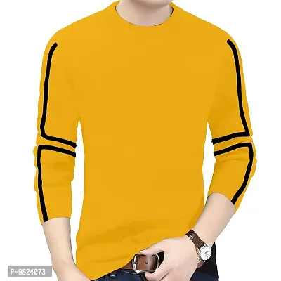 AUSK Men's Full Sleeves Regular Fit T-Shirt (Color-Mustard_ Size-XL)
