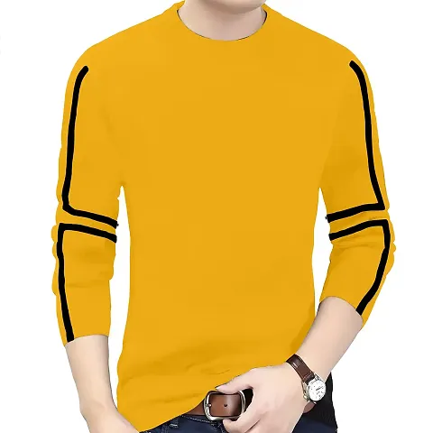 AUSK Men's Full Sleeves Regular Fit T-Shirt (Color-Mustard_ Size-XL)