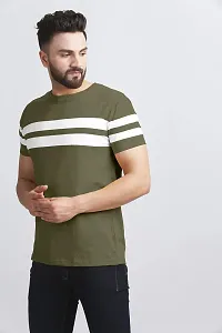 AUSK Men's Regular Round Neck Half Sleeves T-Shirts (Color:Green & White-Size:Large)-thumb3