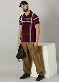 Stylish Maroon Cotton Blend Printed Polos For Men-thumb3