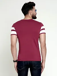 AUSK Men's Cotton Half Sleeve Round Neck Striped Tshirt (Medium, Maroon1)-thumb3