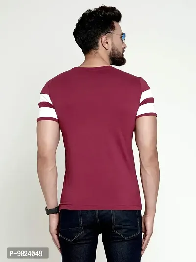 AUSK Men's Cotton Half Sleeve Round Neck Striped Tshirt (Medium, Maroon1)-thumb4