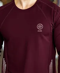 Stylish Maroon Polyester Full Sleeve T-Shirt For Men-thumb2