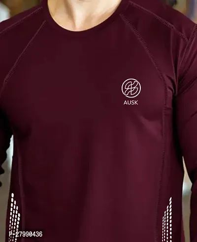 Stylish Maroon Polyester Full Sleeve T-Shirt For Men-thumb3