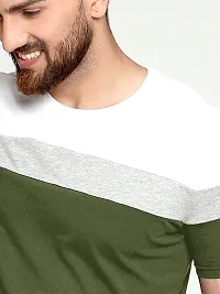 AUSK Round Neck Half Sleeves Regular Fit T-Shirt for Mens (Green&White-XX-Large)-thumb3