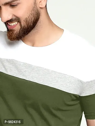 AUSK Round Neck Half Sleeves Regular Fit T-Shirt for Mens (Green&White-XX-Large)-thumb4