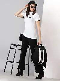 Elegant White Cotton Blend Solid T-Shirts For Women-thumb4