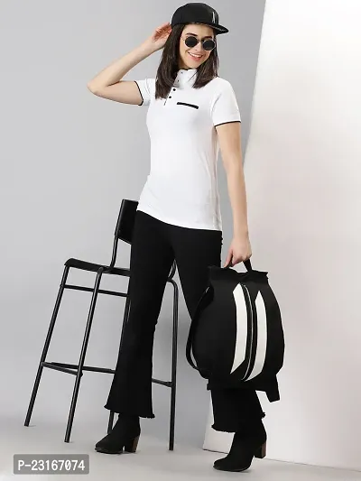 Elegant White Cotton Blend Solid T-Shirts For Women-thumb5