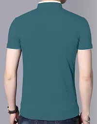 AUSK Men's Cotton Henley Neck Half Sleeve Solid Regular Fit T-Shirt (Medium; Lightblue)-thumb1
