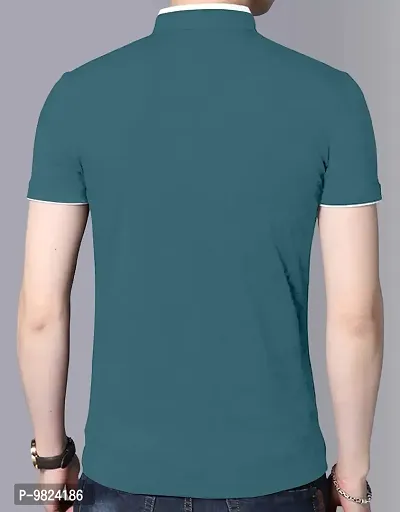 AUSK Men's Cotton Henley Neck Half Sleeve Solid Regular Fit T-Shirt (Medium; Lightblue)-thumb2