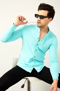GESPO Full Sleeves Shirts for Men(Sky Blue-Large)-thumb1