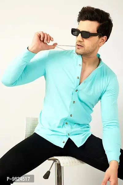 GESPO Full Sleeves Shirts for Men(Sky Blue-Large)-thumb2