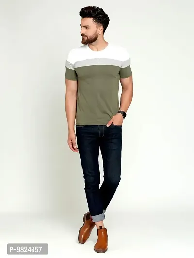 AUSK Men's Cotton Half Sleeve Round Neck Striped Tshirt (X-Large, Green1)-thumb5