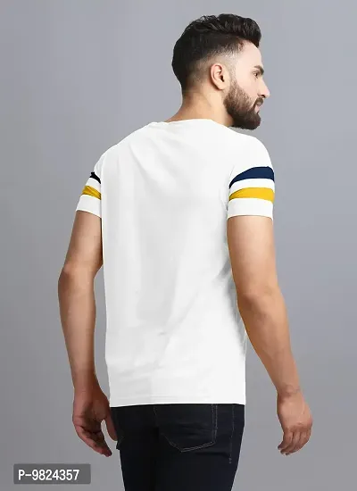 AUSK Men's Regular Round Neck Half Sleeves T-Shirts (Color:White & Black & Yellow-Size:Large)-thumb3