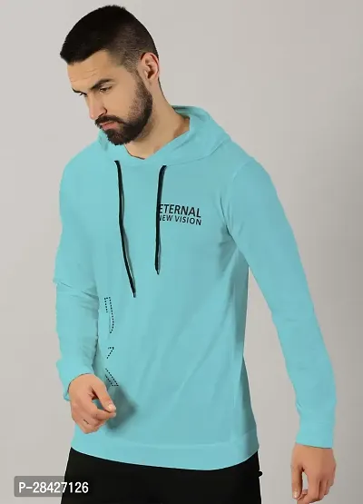 Stylish Turquoise Cotton Blend T-Shirts For Men-thumb4