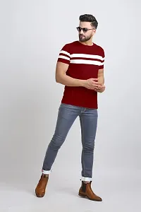 AUSK Men's Regular Round Neck Half Sleeves T-Shirts (Color:Red & White-Size:XX-Large)-thumb4