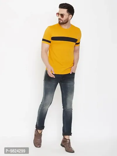 AUSK Round Neck Regular fir Men's T-Shirt (Mustard-Small)-thumb3