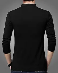 Stylish Cotton Black Solid Round Neck Tees Long Sleeves For Men-thumb1