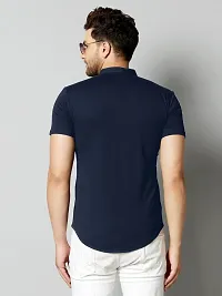 Stylish Cotton Solid Navy Blue Half Sleeve Shirt-thumb1