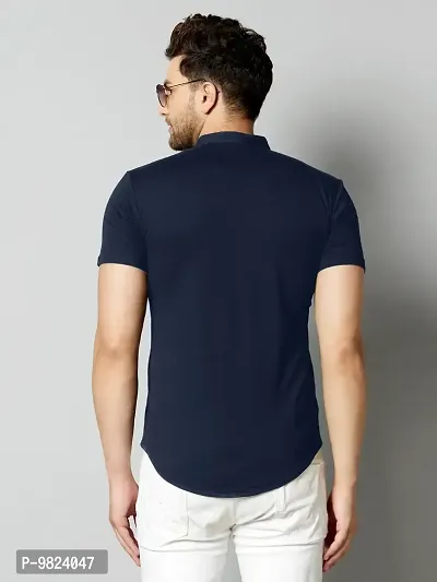 Stylish Cotton Solid Navy Blue Half Sleeve Shirt-thumb2