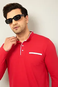 GESPO Regular Fit Henley Solid Men's T-Shirts(Red-X-Large)-thumb3