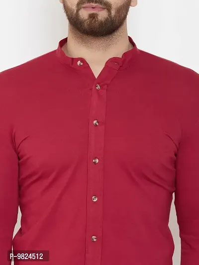 GESPO Men's Cotton Shirts(Red-Large)-thumb3