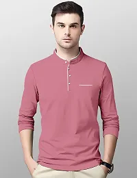 AUSK Men's Henley Neck Full Sleeves Regular Fit Cotton T-Shirts (Color-Peach_Size-S)-thumb4