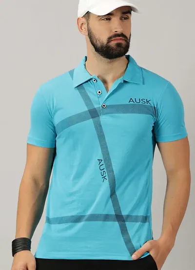 Reliable Cotton Blend Printed Round Neck Polo T-Shirt For Men