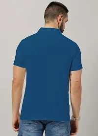 Stylish Teal Cotton Blend Printed Polos For Men-thumb1