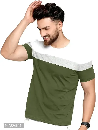 AUSK Men's Regular Fit T-Shirt(White,Dark Green,Grey Mix_Medium)
